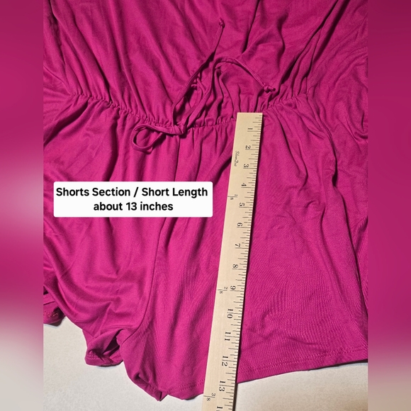 Womens Size Small Hot Pink Tie Waisted Romper Mittoshop Stretchy Comfortable NWT - Picture 6 of 10